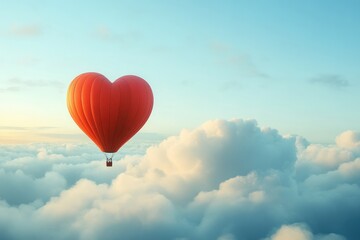 Obraz premium Romantic Hot Air Balloon in Clear Blue Sky