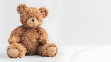 Obraz premium Adorable plush teddy bear sitting on a light background
