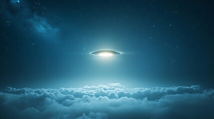 Unidentified Flying Object above a Cloudy Night Sky
