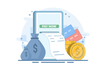 Online Card Payment Concept, Easy Payment. Easy Edit and Customize, Money Transfer, Mobile Wallet Concept for banner, mobile app, presentation. Flat vector illustration on background.