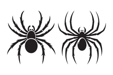 Detailed Silhouette of Spider in Minimalist Design, Vector Illustration