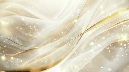 Abstract background in soft ivory with golden streaks and scattered glowing light effects creating an elegant and timeless design