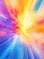 Obraz premium Vibrant explosion of colors for creative backgrounds and mock ups with ample copy space. Generative AI