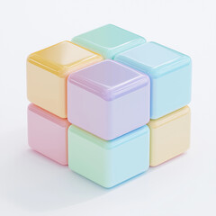 Fototapeta premium Colorful cubes forming a bigger cube on white background