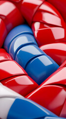 Abstract 3D Red Blue White Curves