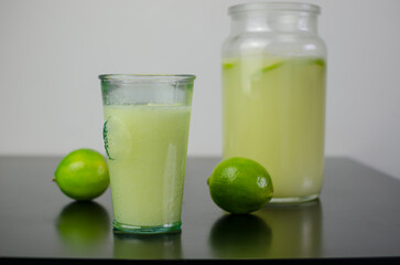 Refreshing summer drink - lemonade with limes - healthy and juicy
