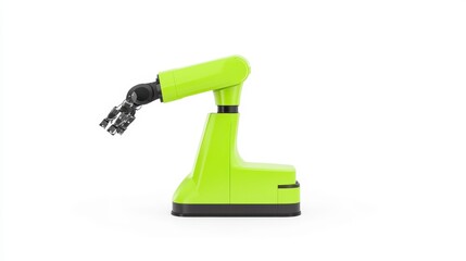 A bright green robotic arm designed for automation and precision tasks in various industries.