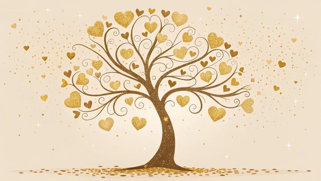 tree with golden hearts