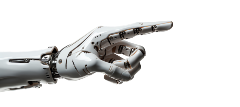 a white robot hand pointing