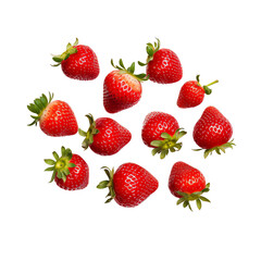 a group of strawberries on a white background