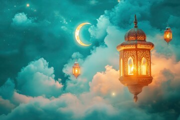 Obraz premium Magical Lanterns in a Dreamy Night Sky