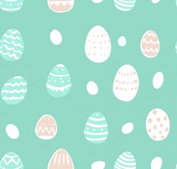 Light blue background with a white Easter egg seamless pattern