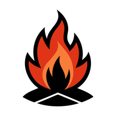 Campfire icon or bonfire vector silhouette, fire vector on transparent background
