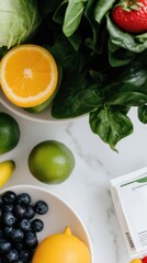 Colorful fruits and vegetables arranged elegantly, promoting healthy choices for National Nutrition Month