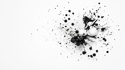 Expressive Black Ink Exploding on White Canvas: High-Angle Photo Mockup. AI Generated