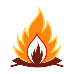 Campfire icon or bonfire vector silhouette, fire vector on transparent background