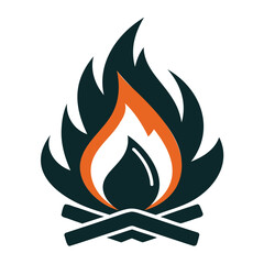 Campfire icon or bonfire vector silhouette, fire vector on transparent background