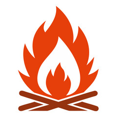 Campfire icon or bonfire vector silhouette, fire vector on transparent background