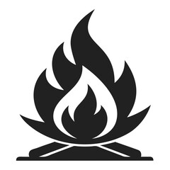 Campfire icon or bonfire vector silhouette, fire vector on transparent background