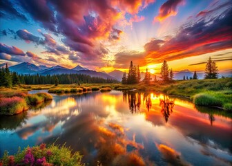 Fototapeta premium Herzschlag Kamera's f/1.2 lens captures breathtaking landscapes, showcasing stunning low-light bokeh and depth of field.