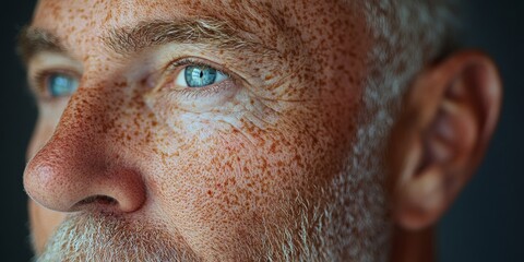 Obraz premium Close-up of face showing skin pigmentation and aging