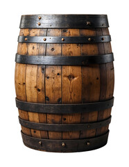 Obraz premium Old wooden barrel isolated on transparent background