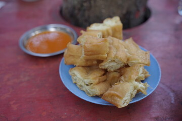 Cakwe or Cakue, one of traditional Chinese food with savory taste. Selective focus