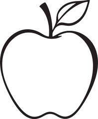 apple outline coloring book page line art illustration digital drawing, Delicious apple line art icon for apps and websites, apple silhouette vector illustration