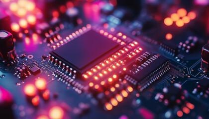 Obraz premium high performance semiconductor chip on motherboard