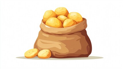 Fresh Sack of Potatoes Vector Illustration for Food Marketing Campaigns