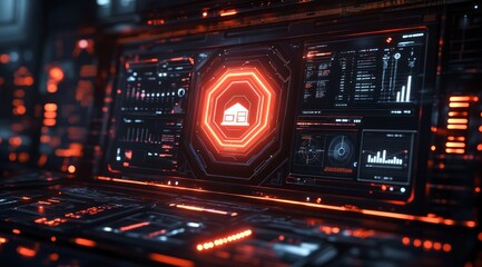 Obraz premium Glowing Hexagonal Processor