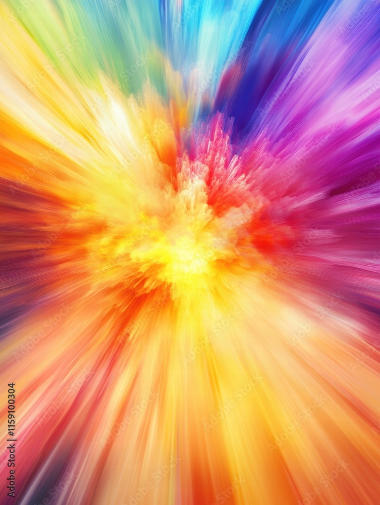Poster vibrant color explosion with ample space for text and abstract design elements. generative ai