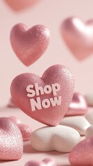 Obraz premium Dreamy Valentine s Day Sale Banner with Glittering Hearts