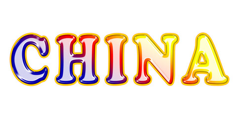 China Shiny Reflection Font Style PNG image