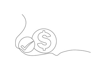 Dollar continuous single line art and isolated outline vector illustration
