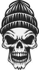 Skull with beany hat