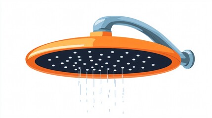Modern Shower Head Vector Illustration Isolated on White Background for Bathroom Design Concepts