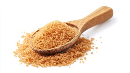 Wooden Spoon Full of Light Brown Sugar Crystals