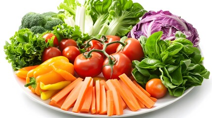 Fresh Assortment of Colorful Vegetables on White Plate Display
