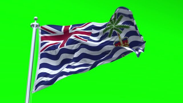 National Flag of British Indian Ocean Territory Animation - British Indian Ocean Territory Flag Waving in Loop and Textured 3d Rendered on a green screen background, Loopable 4K