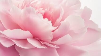Naklejka premium A detailed close-up of a delicate pink peony bloom with layers of soft petals, isolated white background, minimalist art style