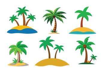 Simple island with palm tree  6 set white background.eps