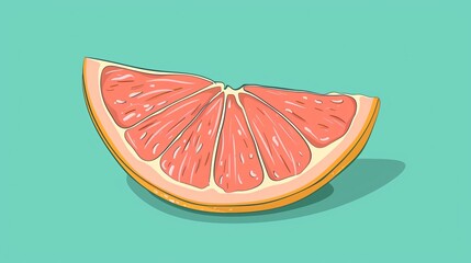 Juicy Half Cut Grapefruit Cartoon Style with Outline