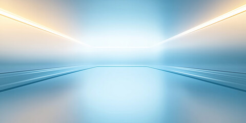 Futuristic abstract motion blur with blue color, glow warm light ray in perspective view. Soft smooth shape line, fade of color gradient. Empty space suit for modern future technology background.
