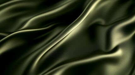 Fototapeta premium A close-up view of smooth, flowing dark green fabric, showcasing its luxurious texture and elegant drape.