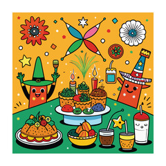 A Delicious Mexican Food Vector Illustration