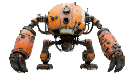 Toy robot isolated on white transparent background