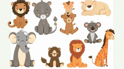 Adorable Baby and Mother Animals Illustration Collection in Flat Vector Design