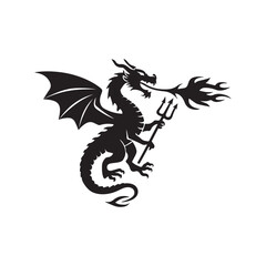 chinese new year dragon wings hand drawn tattoo icon silhouette vector art flat design