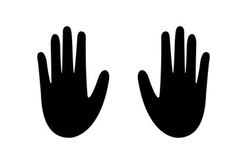 Obraz premium left and right palms black silhouettes, vector symbols on a white background